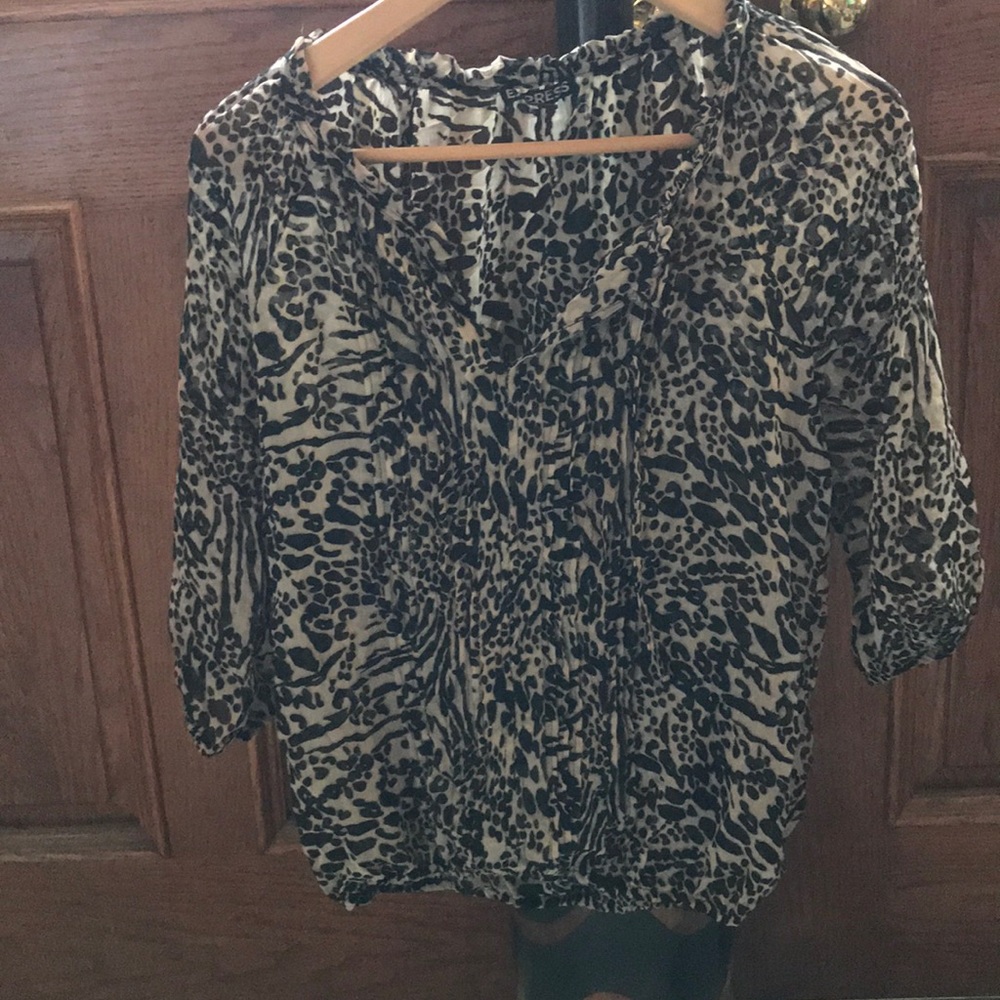Express chiffon animal print sheer blouse small